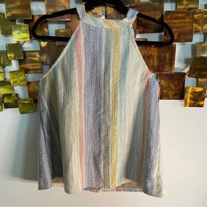 NWOT Women’s Anthropologie W5 Multi- colored Strip High-cut Sleeveless Tunic Top